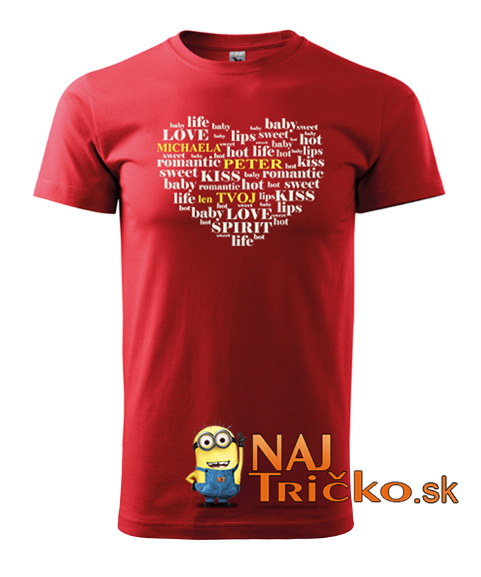Valentínske pánske tričko s menami